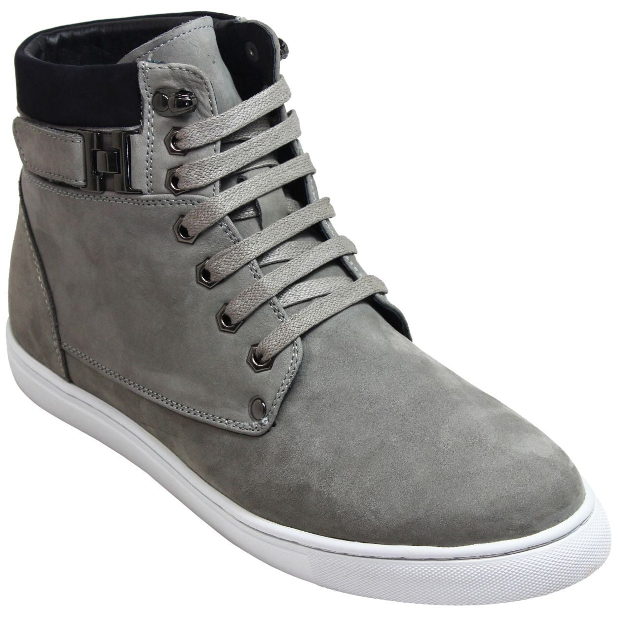 CALTO - T53120 - 2.6 Inches Taller (Nubuck Grey) - High top sneak-boot Tallmenshoes.com