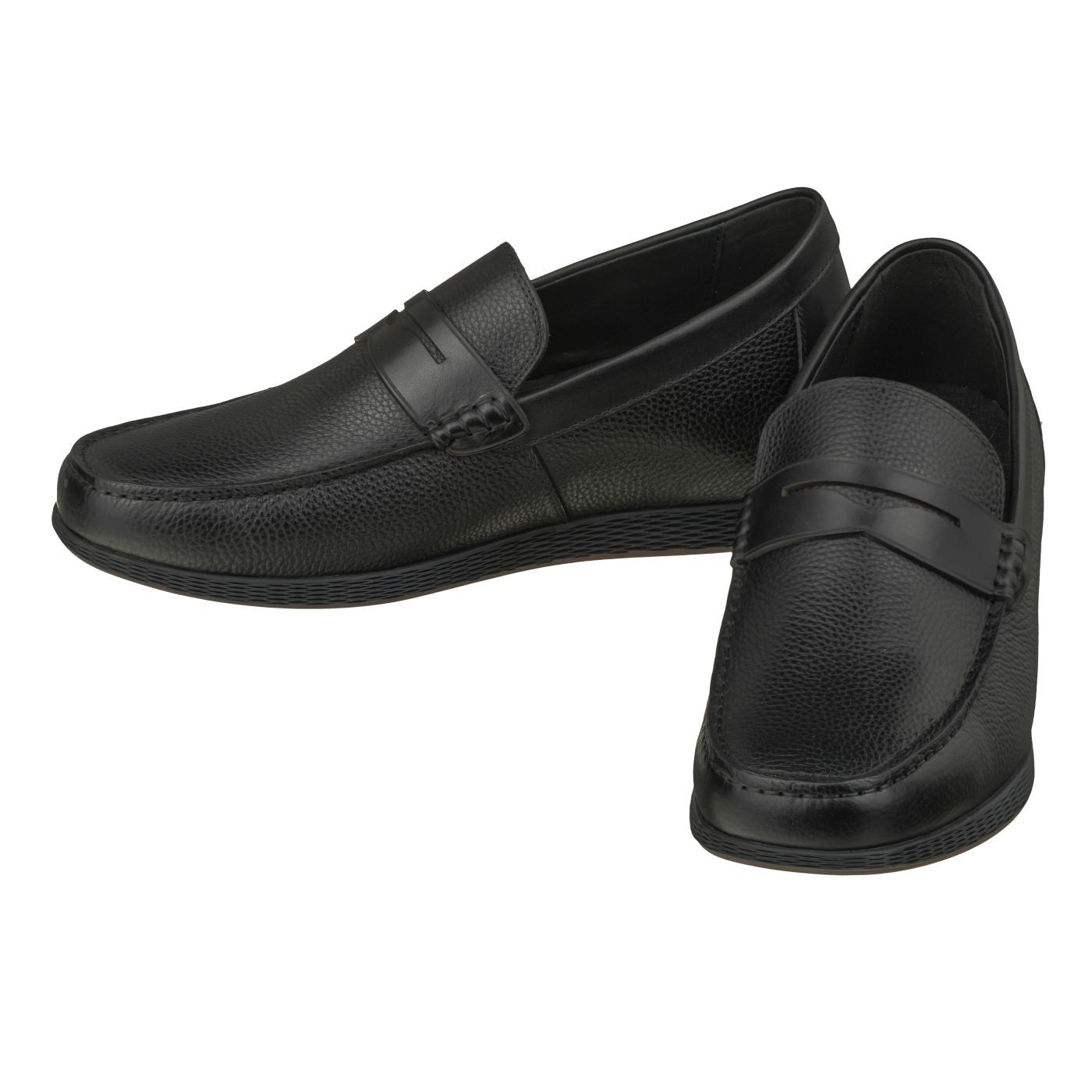 CALTO Black Penny Loafer Elevator Shoes - 2.4 Inches - S1090 Tallmenshoes.com