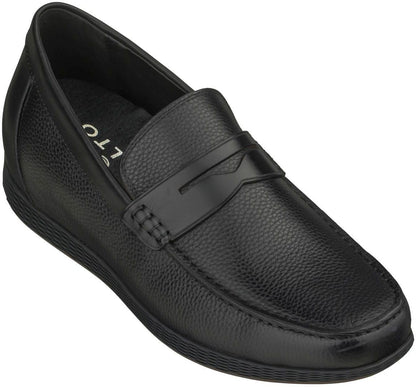 CALTO Black Penny Loafer Elevator Shoes - 2.4 Inches - S1090 Tallmenshoes.com