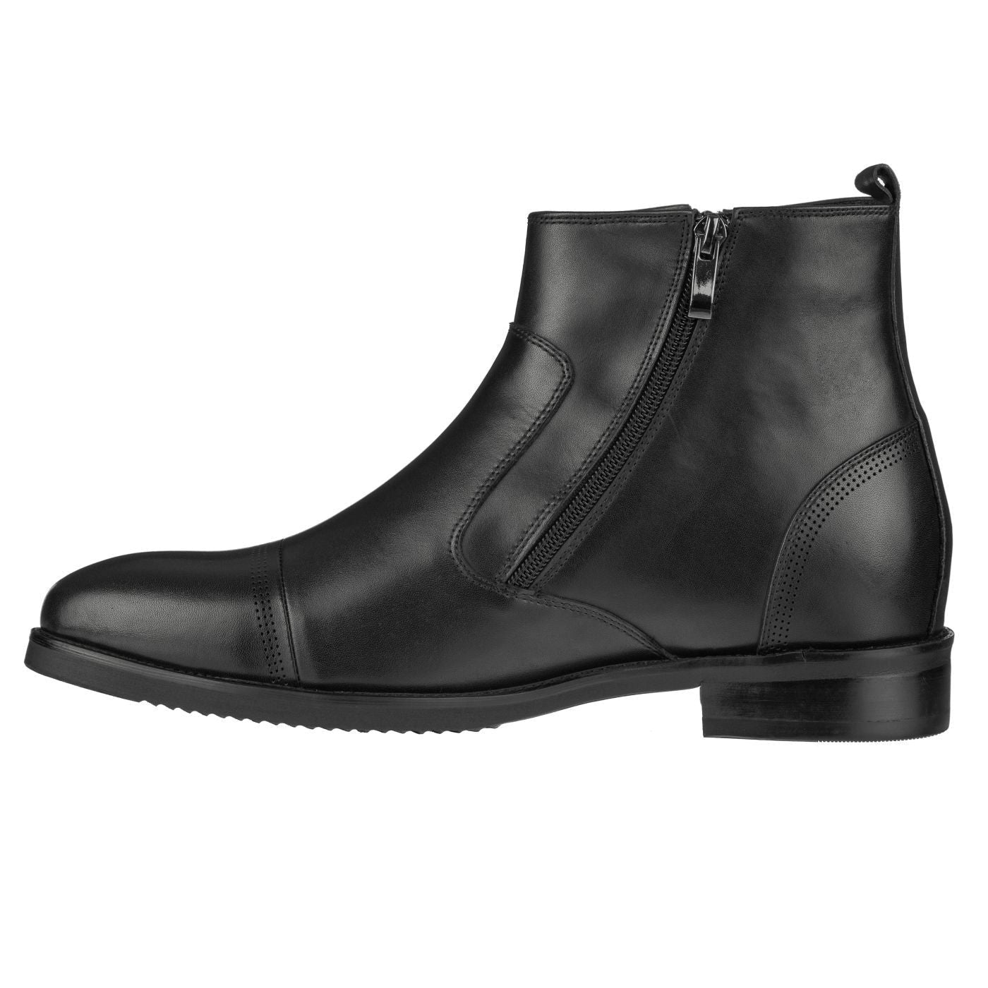 CALTO - S28001 - 3.2 Inches Taller (Black) - Lightweight - Zipper Boots Tallmenshoes.com