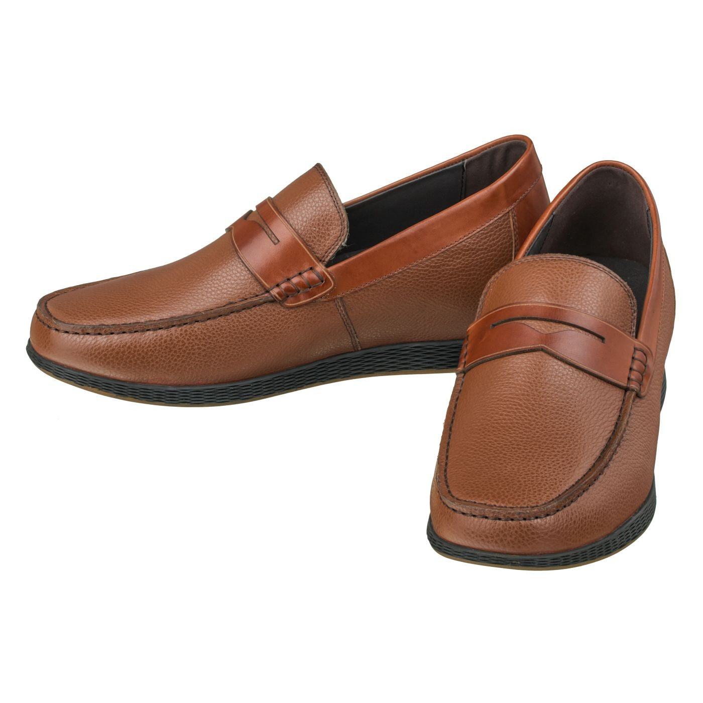 CALTO Lightweight Brown Penny Loafers - 2.4 Inches - S1092 Tallmenshoes.com