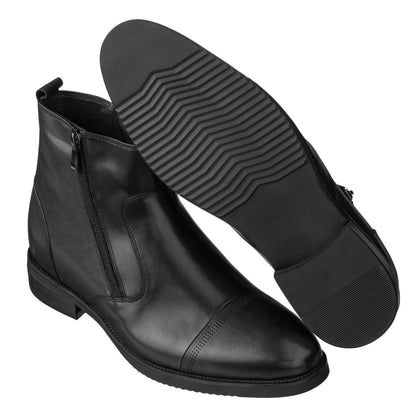 CALTO - S28001 - 3.2 Inches Taller (Black) - Lightweight - Zipper Boots Tallmenshoes.com