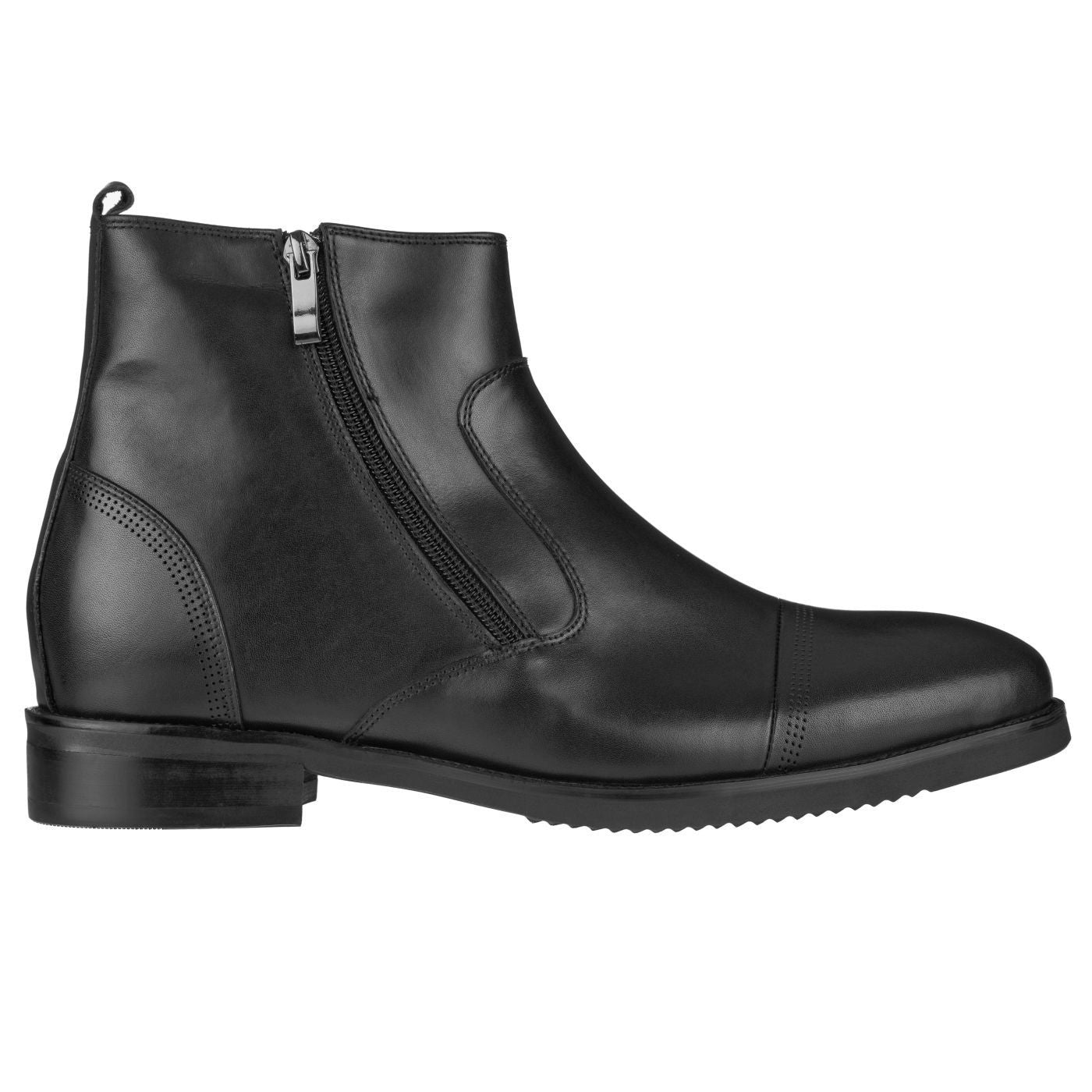 CALTO - S28001 - 3.2 Inches Taller (Black) - Lightweight - Zipper Boots Tallmenshoes.com