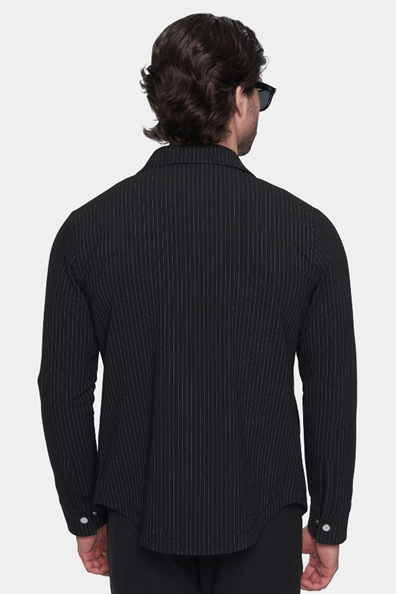 The Luxe Zip Jacket (Black Pinstripe) Bright Moons