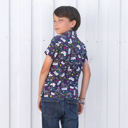 Video Game Controllers Short Sleeve Polo Shirt Princess Awesome & Boy Wonder