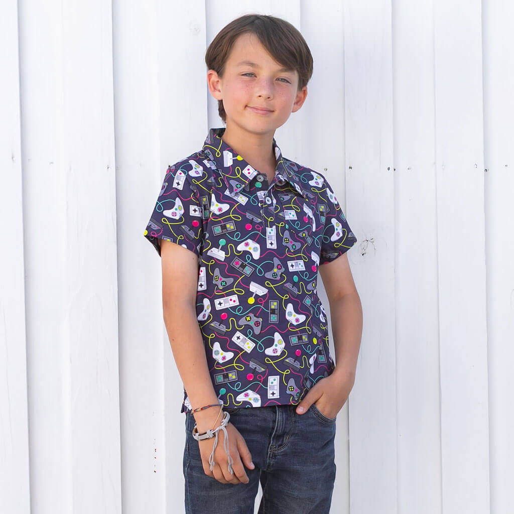 Video Game Controllers Short Sleeve Polo Shirt Princess Awesome & Boy Wonder