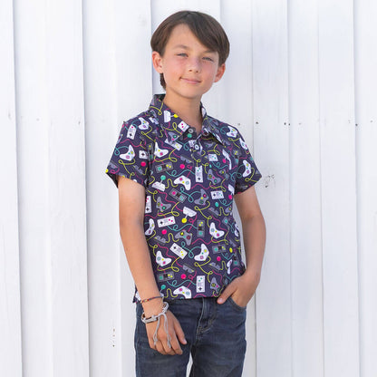 Video Game Controllers Short Sleeve Polo Shirt Princess Awesome & Boy Wonder