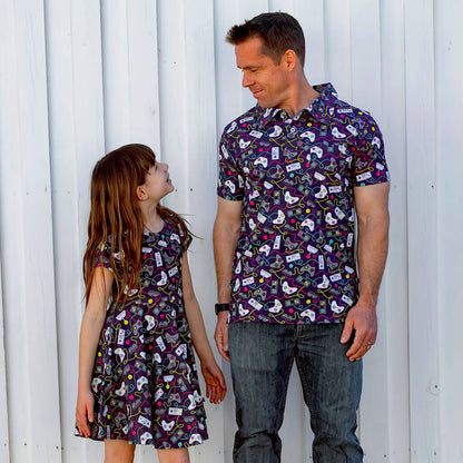 Adult Video Game Controllers Short Sleeve Polo Shirt Princess Awesome & Boy Wonder