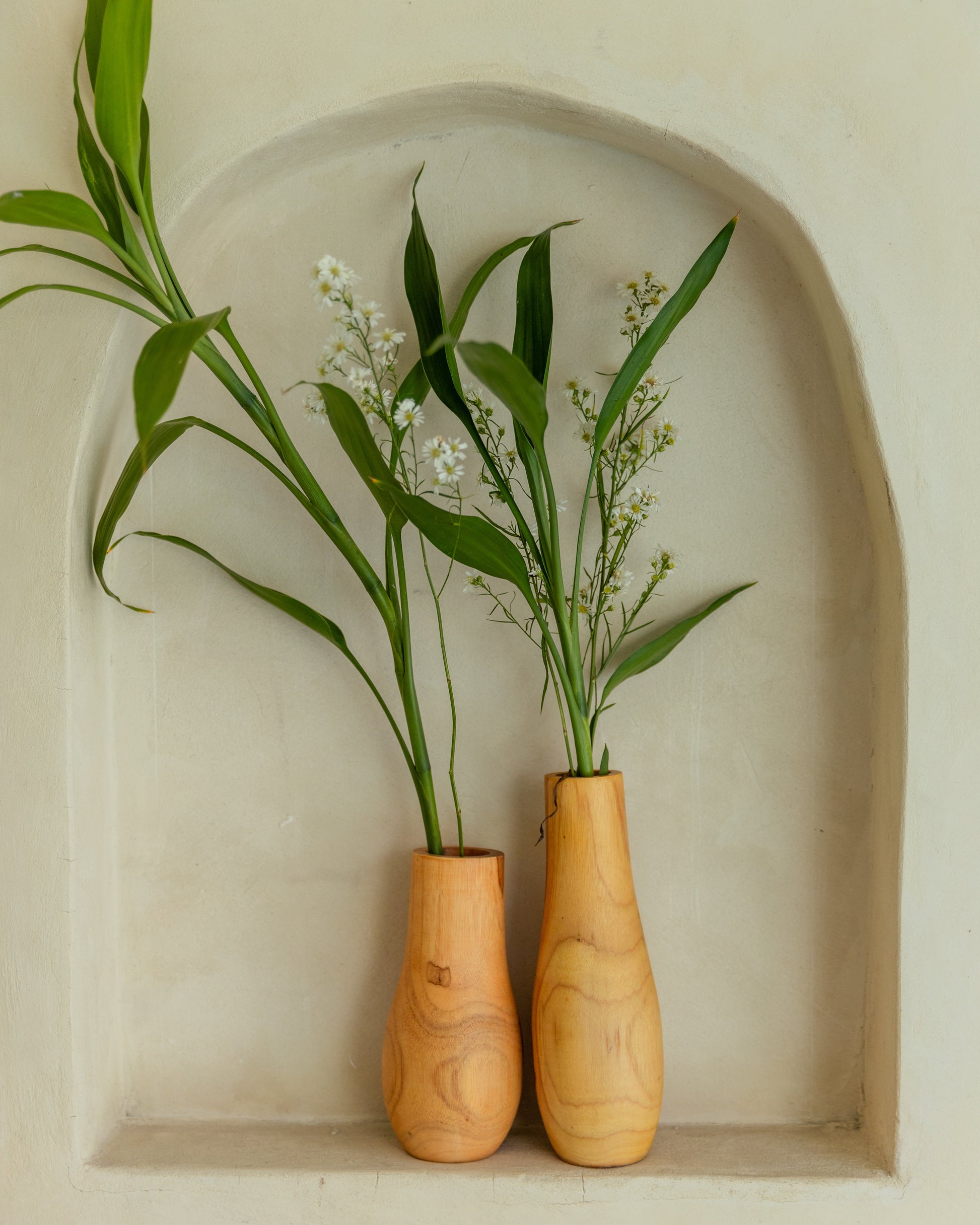 Teak Wavy Vases Village Thrive