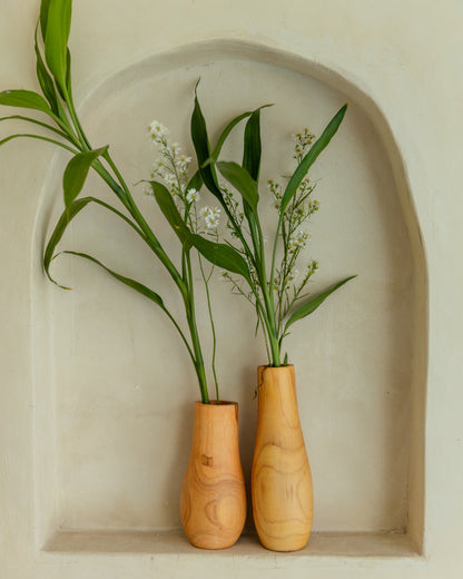 Teak Wavy Vases Village Thrive