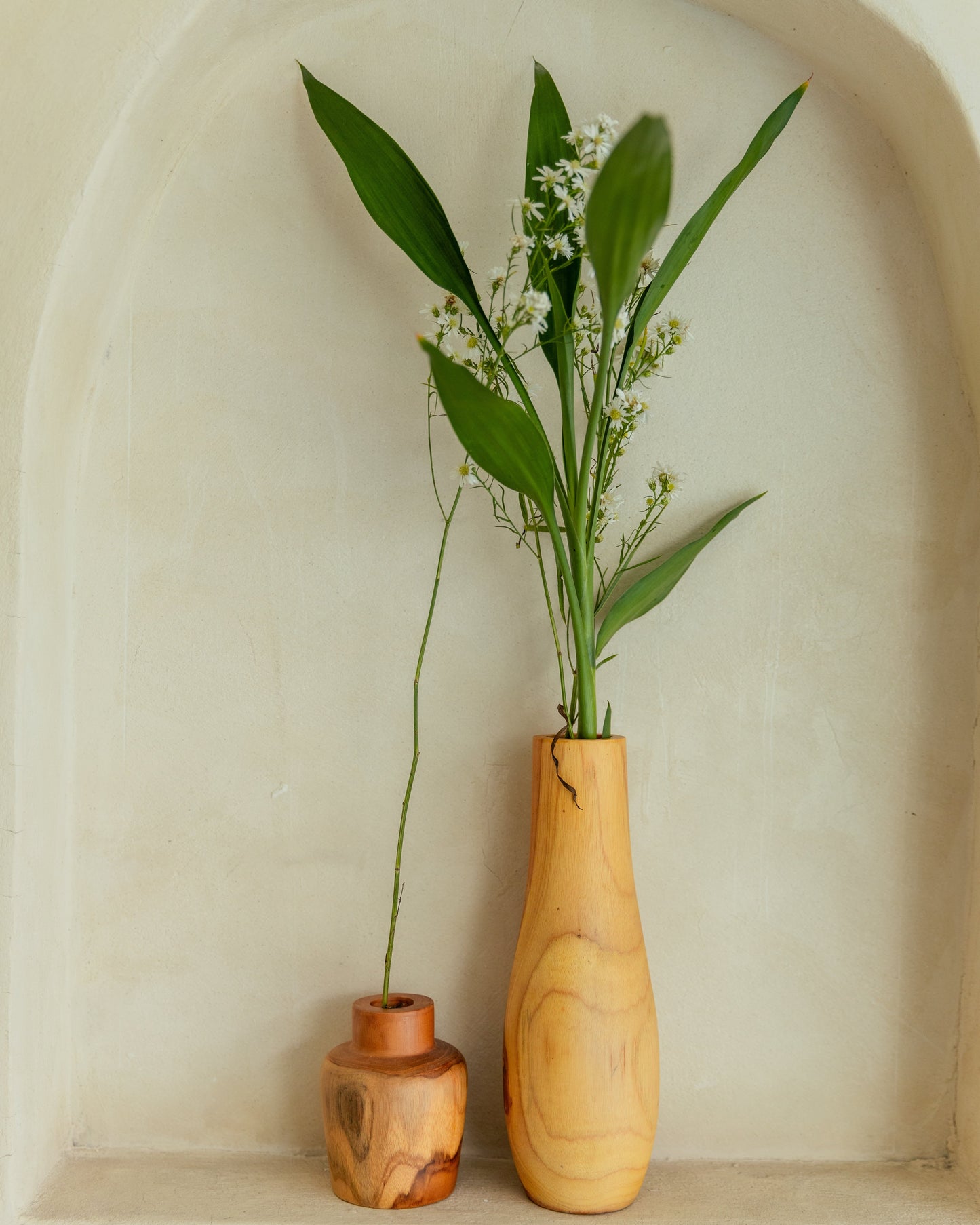 Teak Wavy Vases Village Thrive