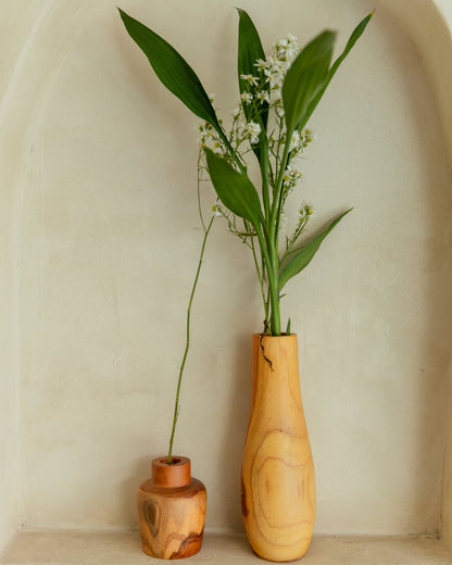 Teak Wavy Vases Village Thrive