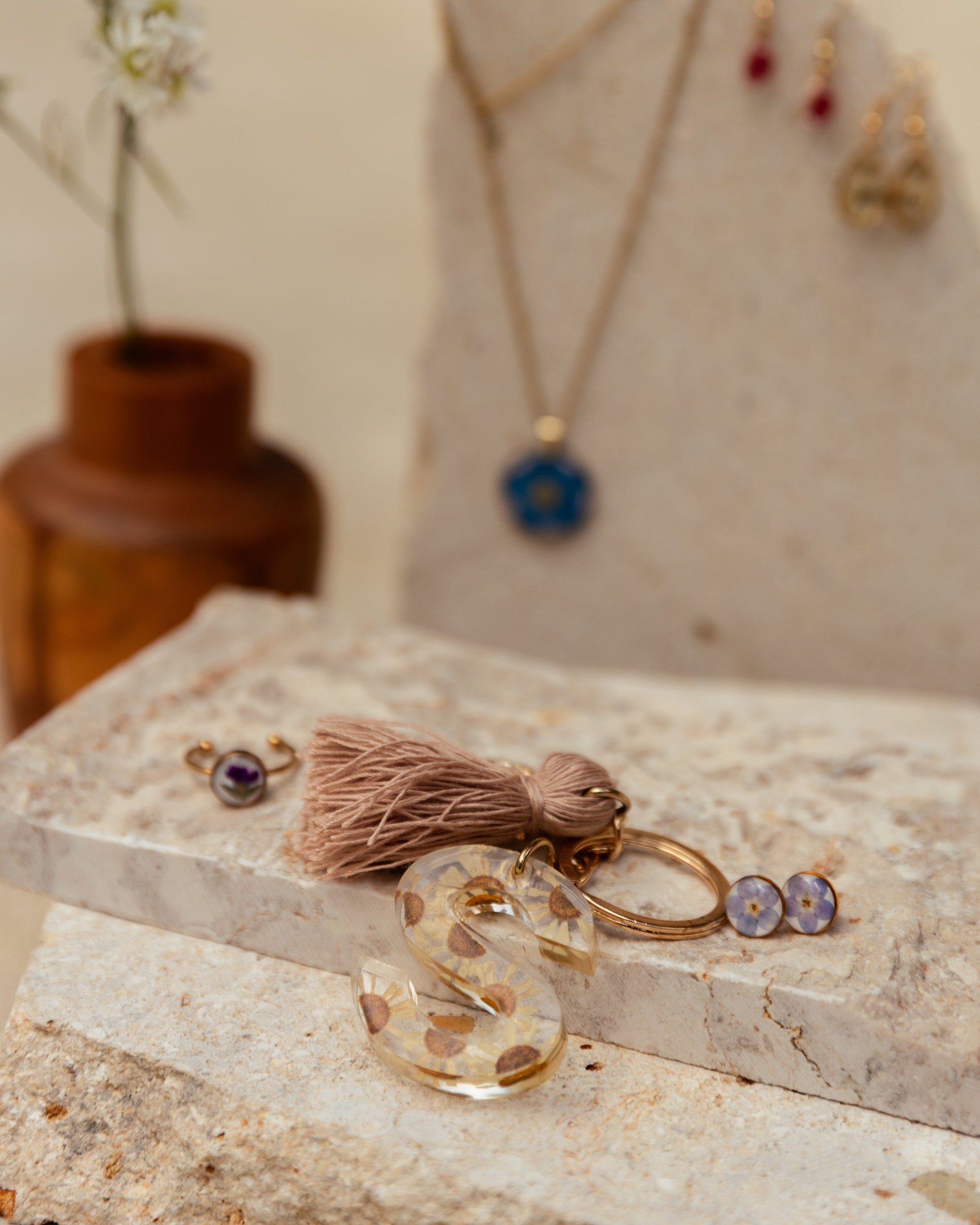 Wildflower Letter Keychain Village Thrive