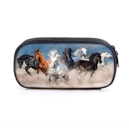 Vintage Cartoon Print Students Pencil Case Classic Theme Makeup Cosmetic Bags Elegant Stationery Pouch Stevvex