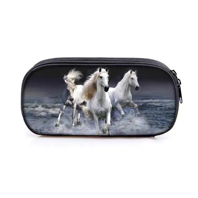 Vintage Cartoon Print Students Pencil Case Classic Theme Makeup Cosmetic Bags Elegant Stationery Pouch Stevvex