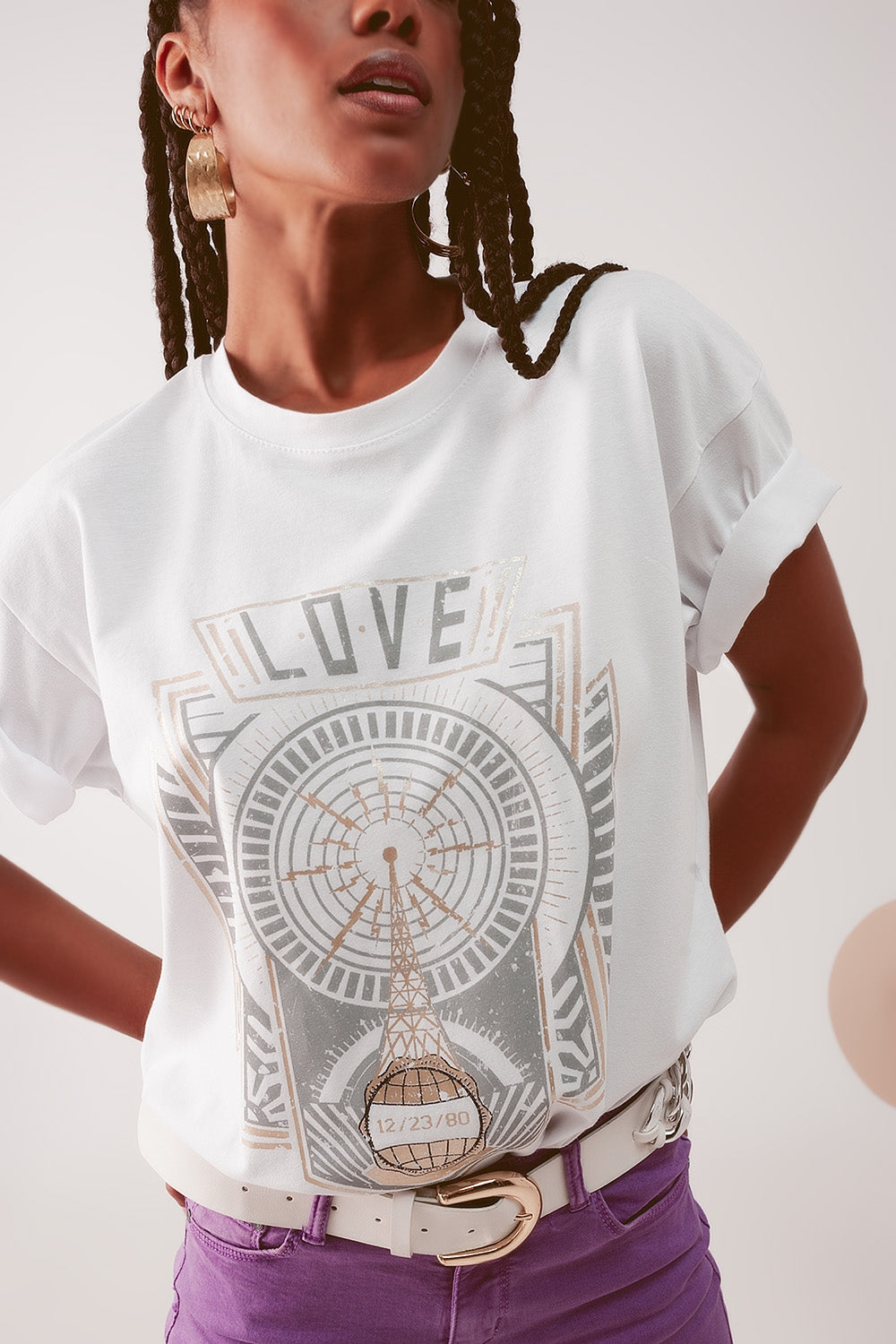 vintage logo t-shirt in white Q2store