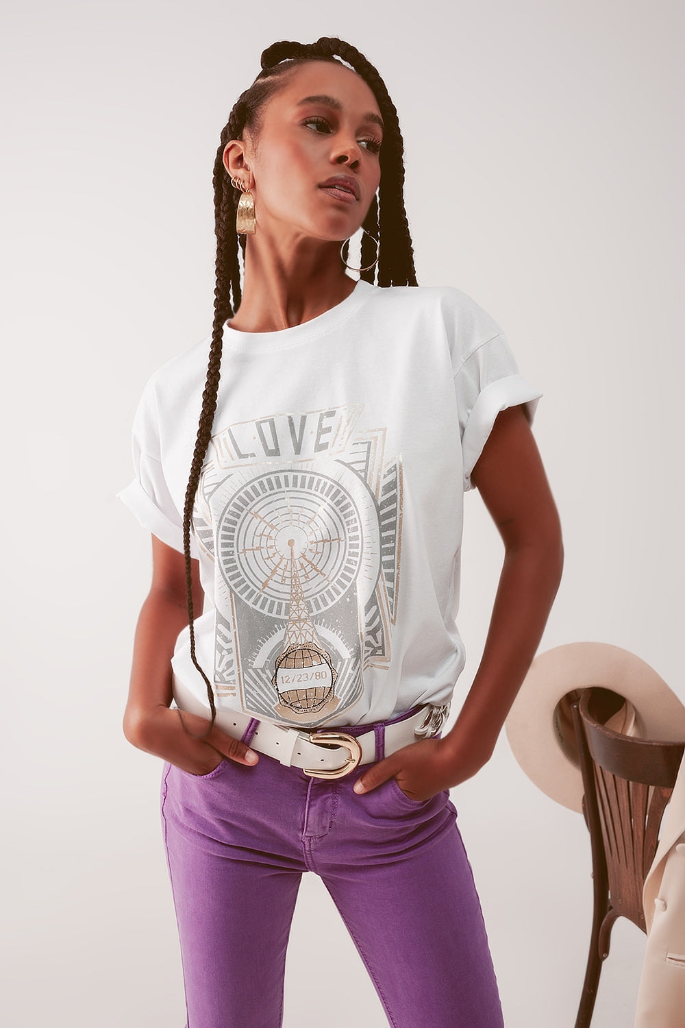 vintage logo t-shirt in white Q2store