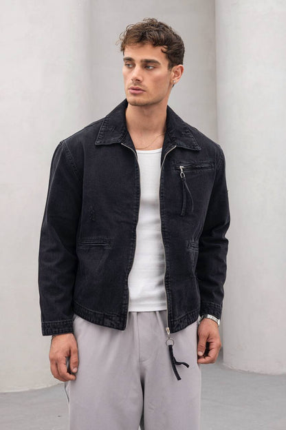 Vintage Washed Denim Jacket - Men's Streetwear Casual Jean Jacket Withinblack