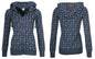 Hooded Zipper Print Fleece Sweater for Women