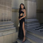 Elegant Hollow Split Tube Top Dress