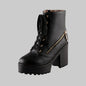 Women's Vintage Martin Ankle Boots with Chunky Heels