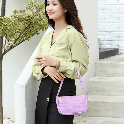 Crocodile Design Women's Shoulder Handbag and Bag
