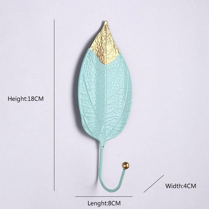 Wall Coat Rack Clothes Hanger Home Decoration Accessories Wall Hooks for Hanging Clothes Blue Leaves/Golden Leaves Home Storage Decorative Leaves Iron Hooks Tropic Plant Wall Mounted Single Clothes Hangers Decorative Hanger Hanging Hooks Stevvex