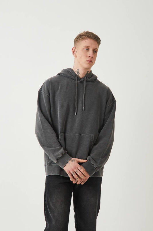 Unisex Washed Oversize Hoodie - Heavyweight Blank Sweatshirt - Gray Withinblack