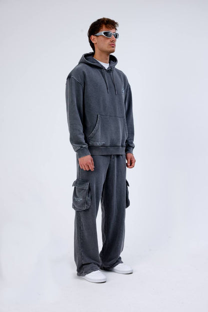 Unisex Washed Oversize Hoodie & Jogger Set - Heavyweight Tracksuit Withinblack