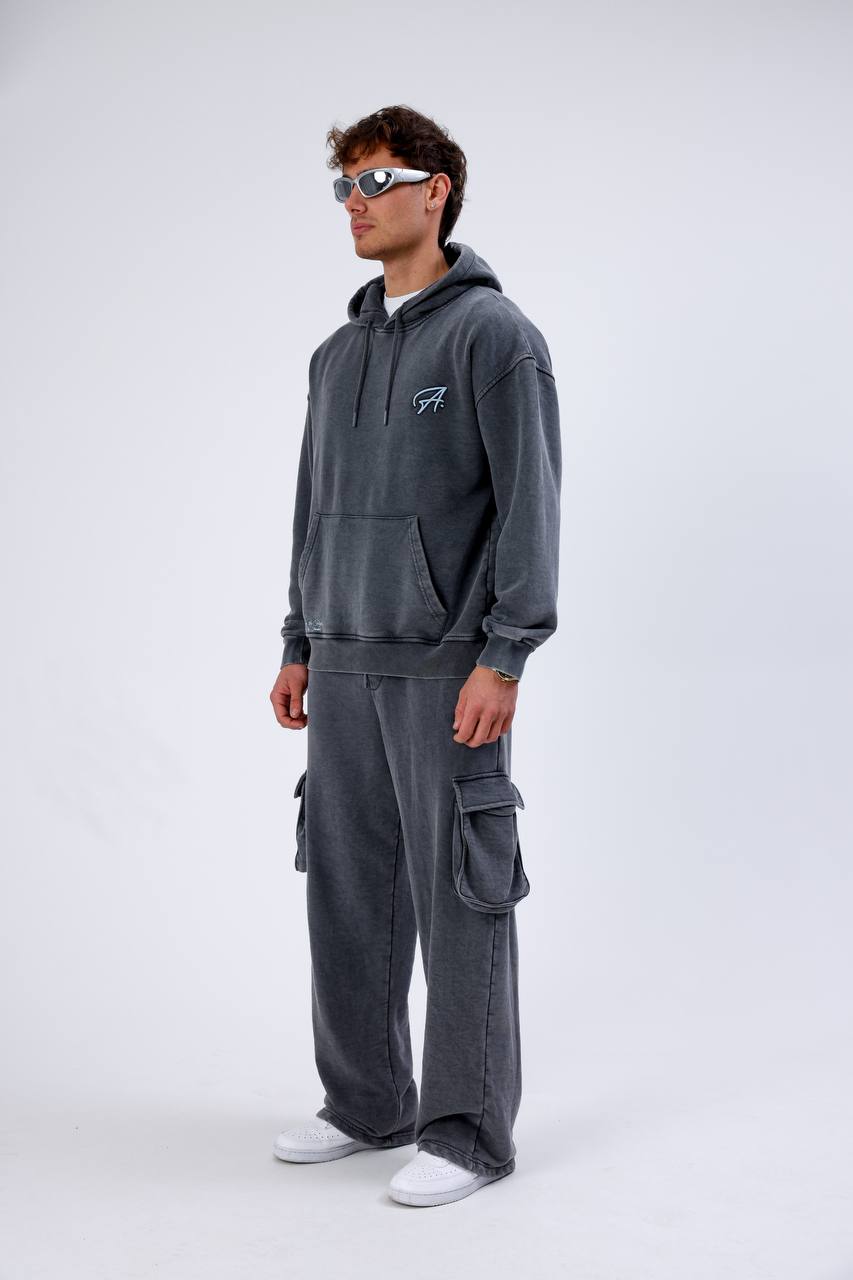 Unisex Washed Oversize Hoodie & Jogger Set - Heavyweight Tracksuit Withinblack