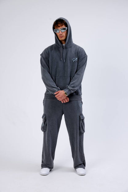 Unisex Washed Oversize Hoodie & Jogger Set - Heavyweight Tracksuit Withinblack
