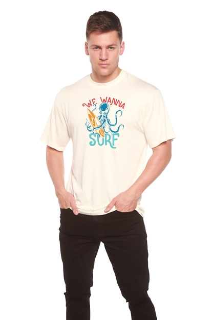 We Wanna Surf Men's Bamboo Viscose/Organic Cotton Short Sleeve Graphic T-Shirt Spun Bamboo