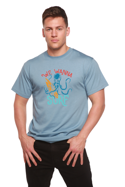 We Wanna Surf Men's Bamboo Viscose/Organic Cotton Short Sleeve Graphic T-Shirt Spun Bamboo