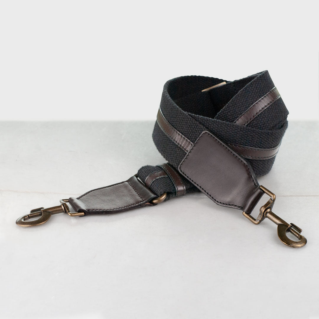 Web/Leather - Brown on Black Guitar Strap Urban-Equestrian