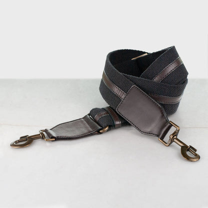 Web/Leather - Brown on Black Guitar Strap Urban-Equestrian