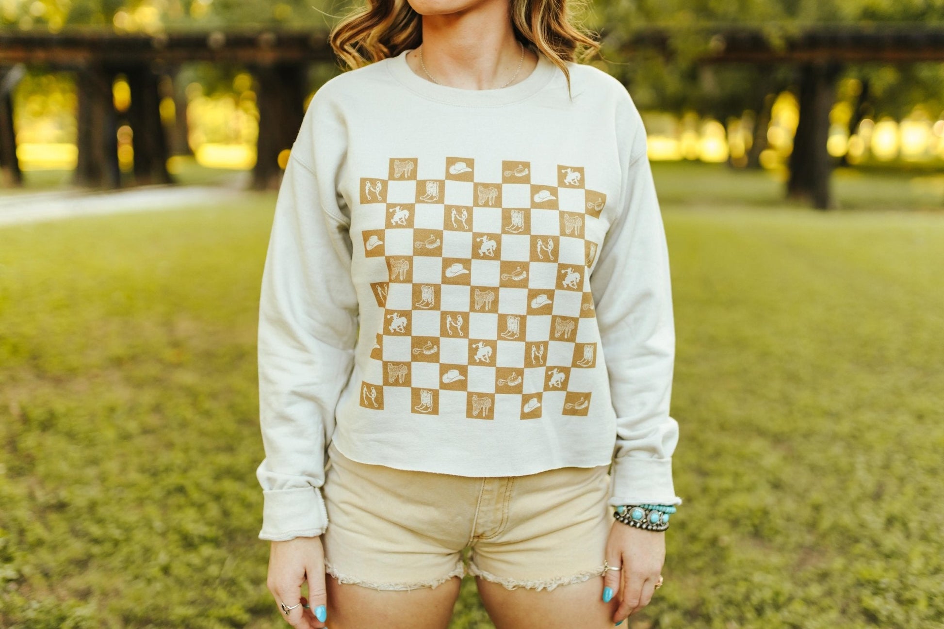 Western Checkers Raw Crop Graphic Wild Junkie