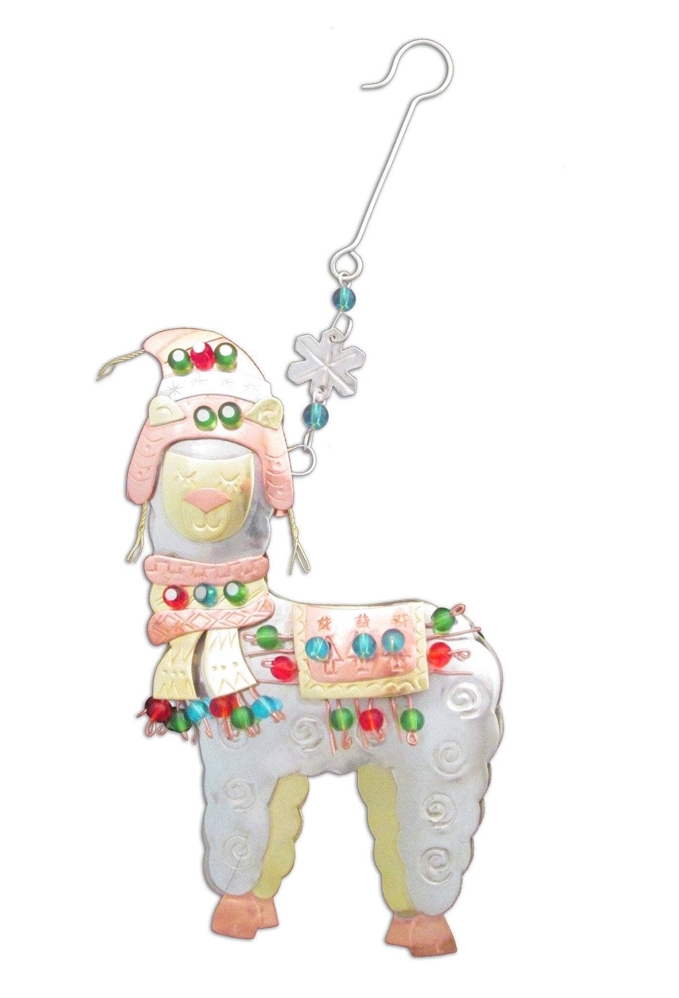 Whimsical Christmas Alpaca Ornament Purely Alpaca