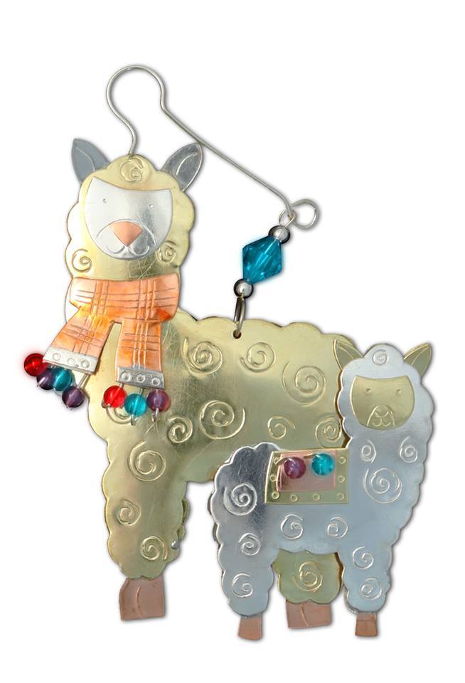 Whimsical Mom and Cria Alpaca Ornament Purely Alpaca