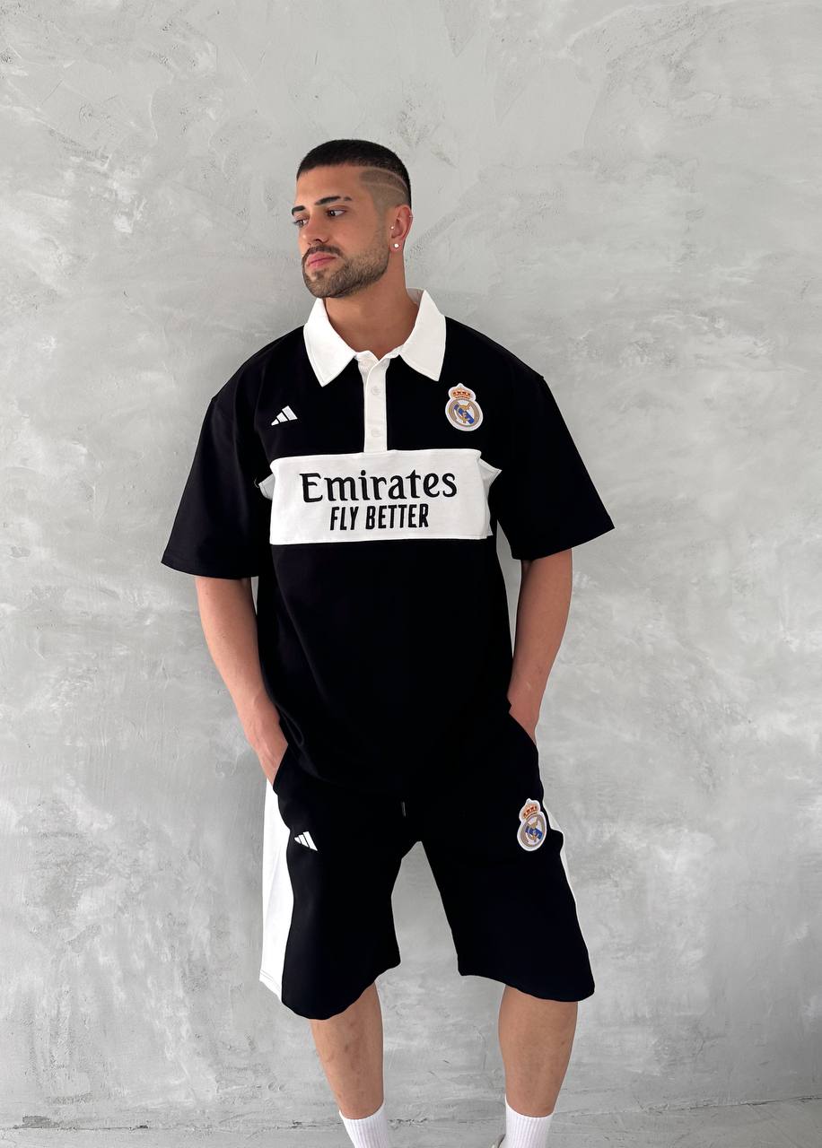 Elite Club Style Men's Polo & Shorts Set – Tailored Athletic Look with Crest Detail Withinblack