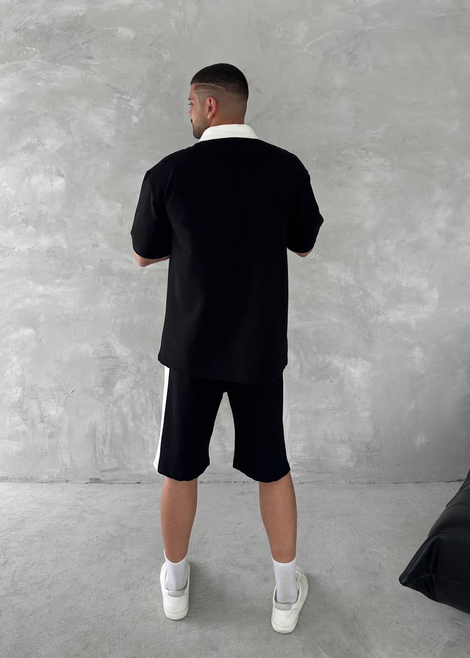 Elite Club Style Men's Polo & Shorts Set – Tailored Athletic Look with Crest Detail Withinblack