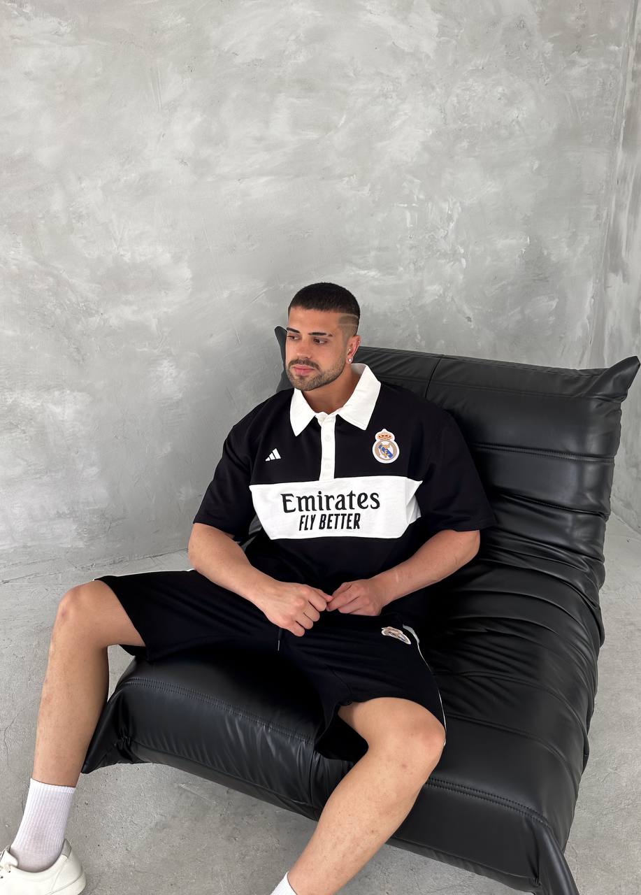 Elite Club Style Men's Polo & Shorts Set – Tailored Athletic Look with Crest Detail Withinblack