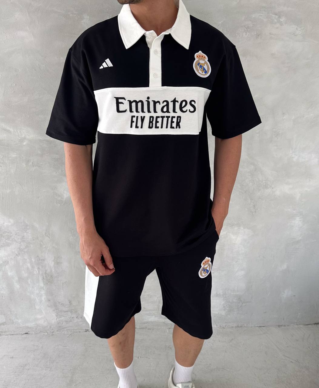 Elite Club Style Men's Polo & Shorts Set – Tailored Athletic Look with Crest Detail Withinblack