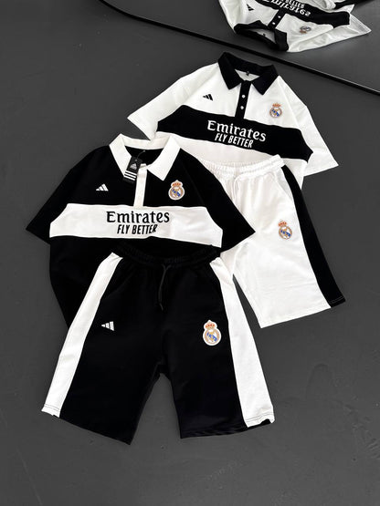 Elite Club Style Men's Polo & Shorts Set – Tailored Athletic Look with Crest Detail Withinblack