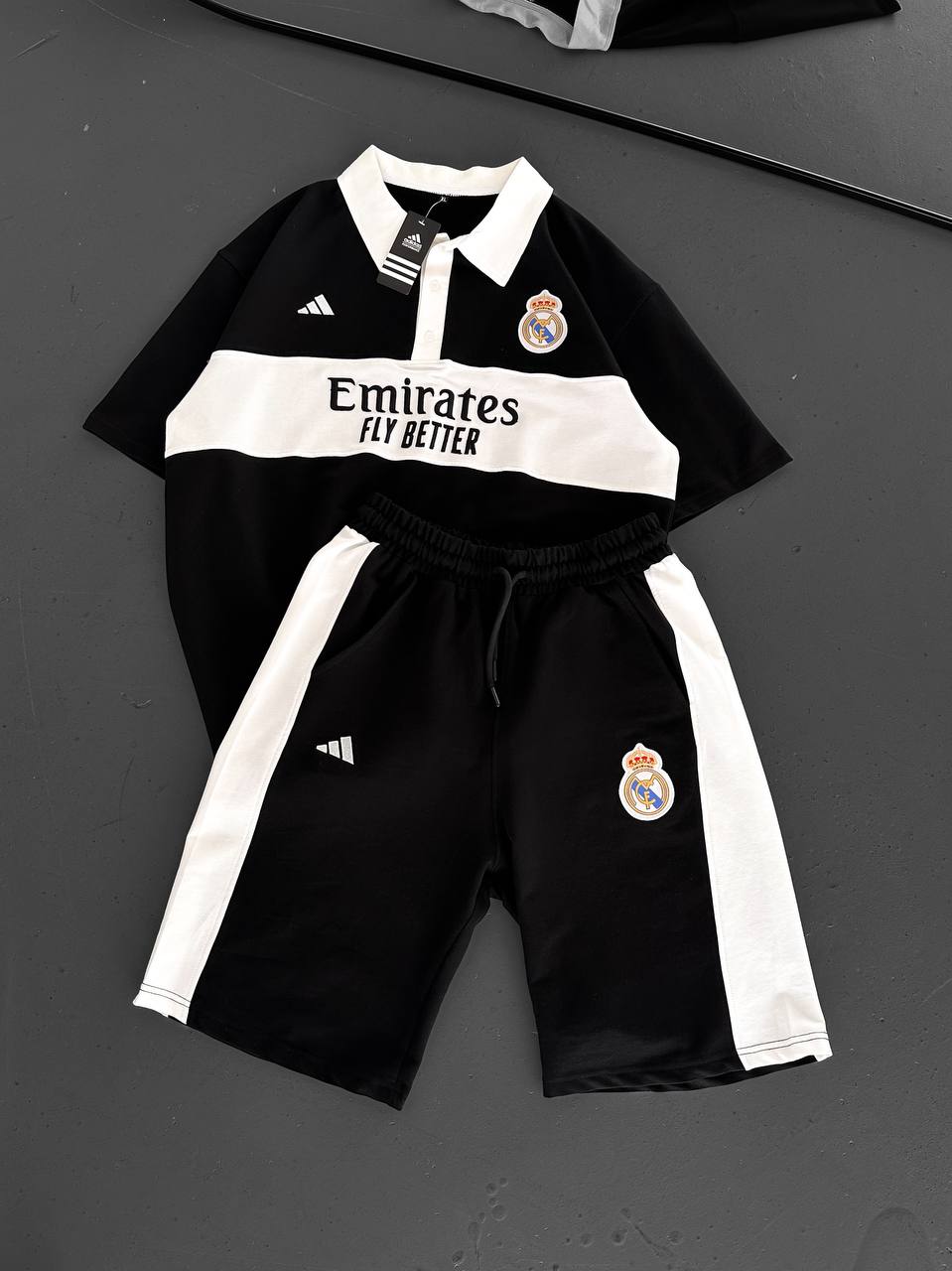 Elite Club Style Men's Polo & Shorts Set – Tailored Athletic Look with Crest Detail Withinblack