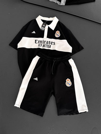 Elite Club Style Men's Polo & Shorts Set – Tailored Athletic Look with Crest Detail Withinblack