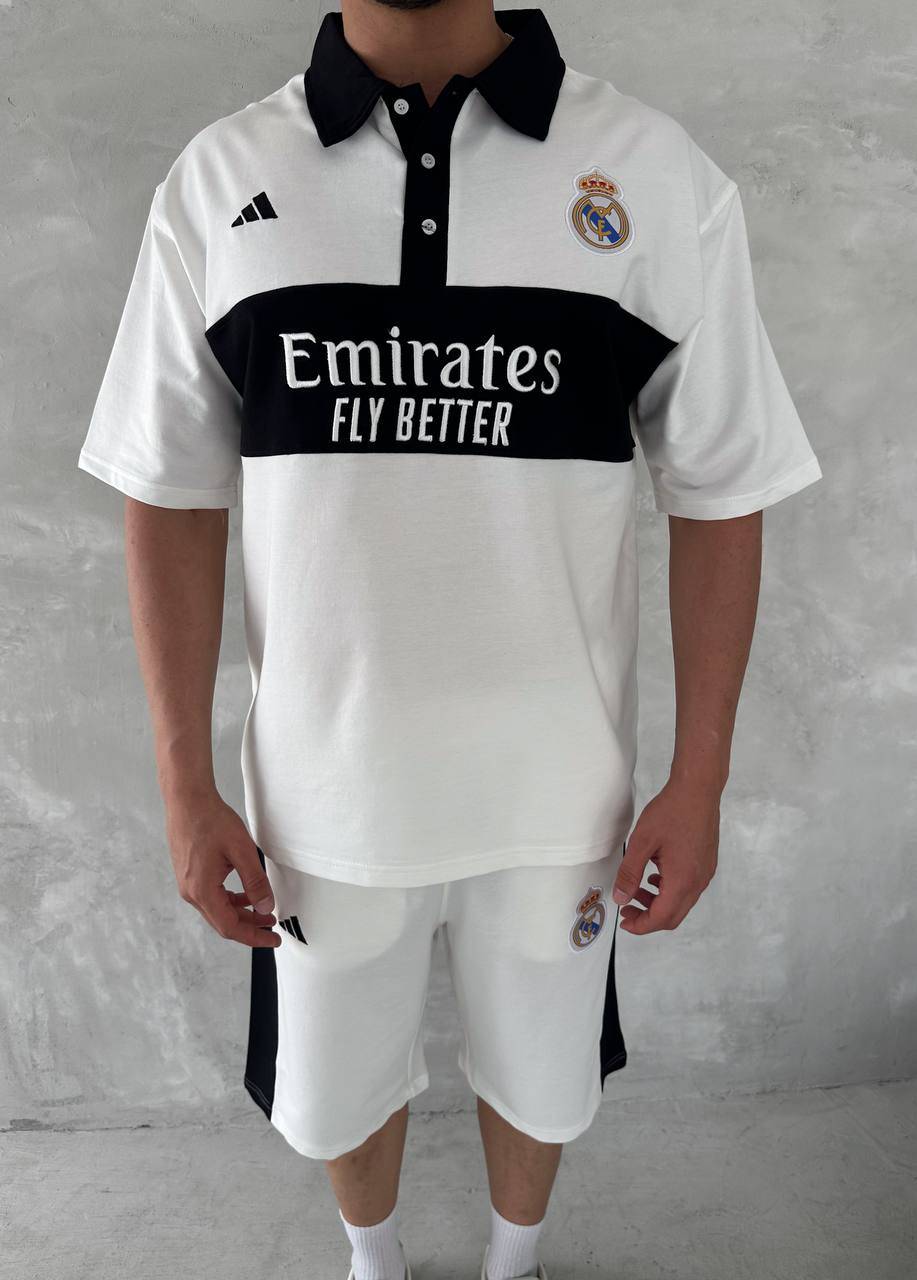Elite Club Style Men's Polo & Shorts Set – Tailored Athletic Look with Crest Detail Withinblack