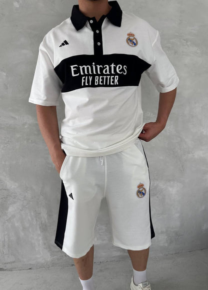 Elite Club Style Men's Polo & Shorts Set – Tailored Athletic Look with Crest Detail Withinblack