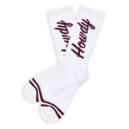 White Howdy Casual Crew Socks DeadSoxy