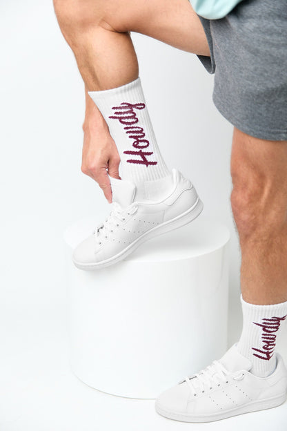 White Howdy Casual Crew Socks DeadSoxy