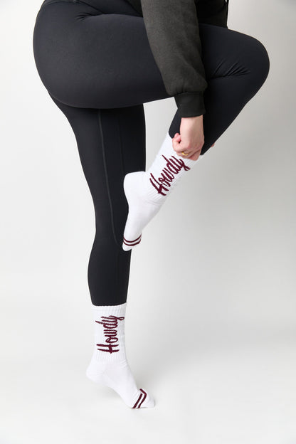 White Howdy Casual Crew Socks DeadSoxy